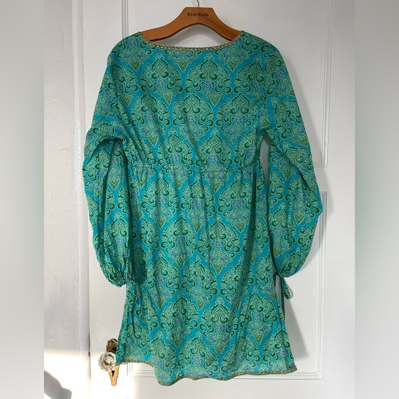 Victorias Secret Green and Gold Trim Paisley Caftan Tunic - Picture 7 of 11